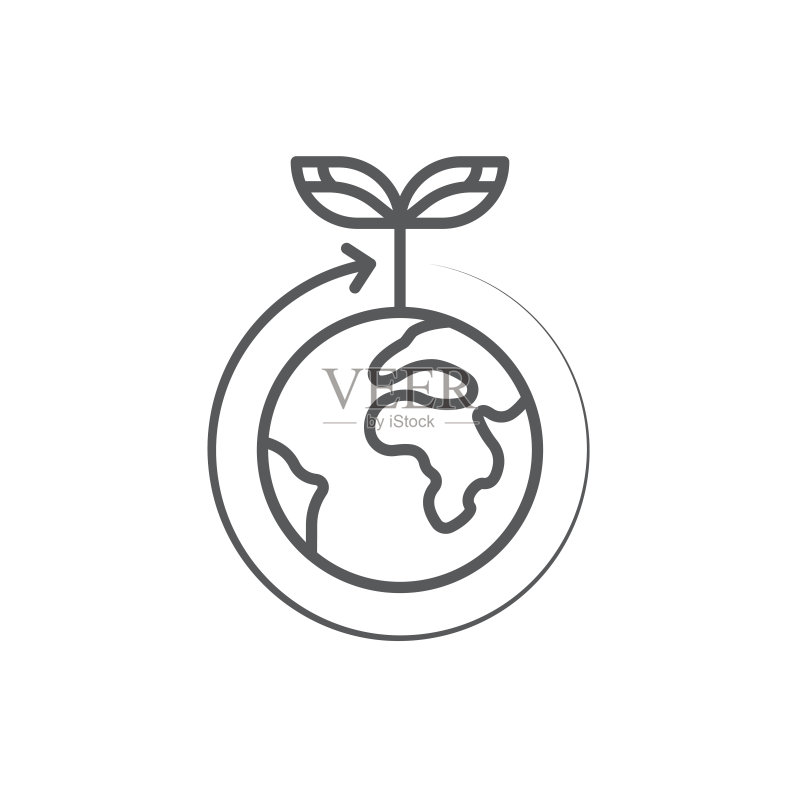 世界生态矢量图标符号，独立于白色背景图标素材