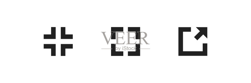 全屏简洁图标集，扁平矢量视频标志概念。图标素材