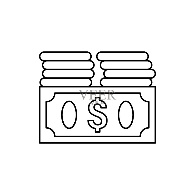 美元、硬币、现金图标，ATM元素图标素材