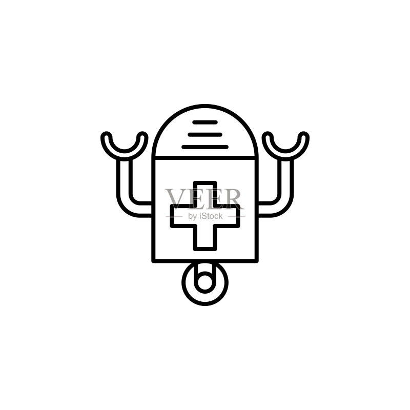 医疗科技：医疗技术细线图标中的机器人图标元素图标素材