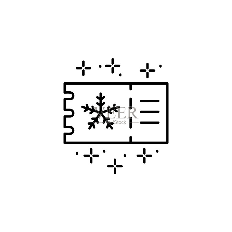 雪花票图标，用于UI和UX，网站或移动应用程序的冬季假期图标的简单线条轮廓矢量图标素材