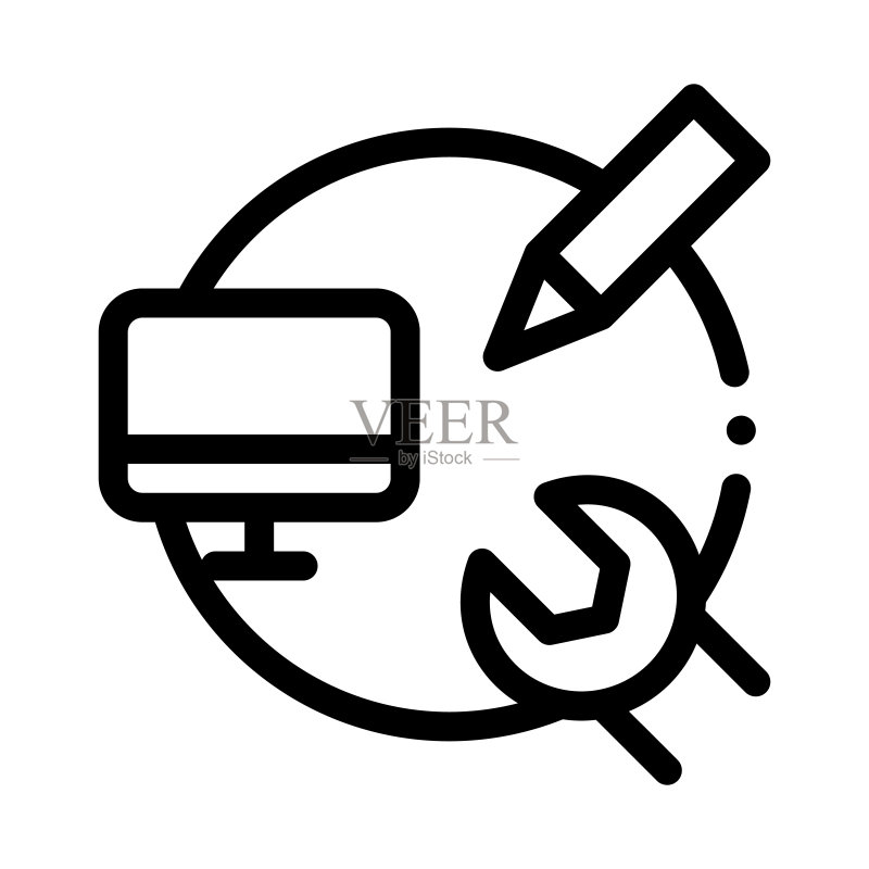 网站维护和修复图标矢量轮廓插图图标素材