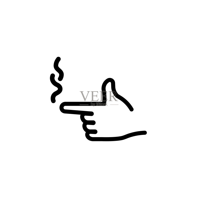 手指枪图标，手势如手枪，黑帮象征，矢量图，白色背景。图标素材