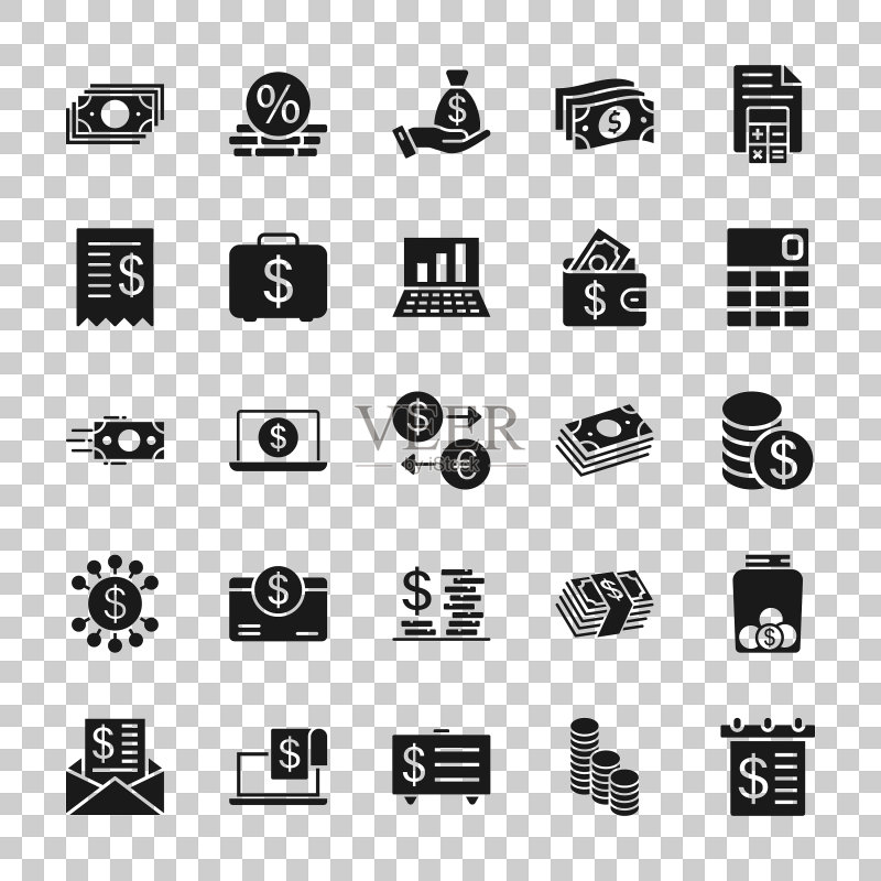 扁平风格金融支付图标集图标素材