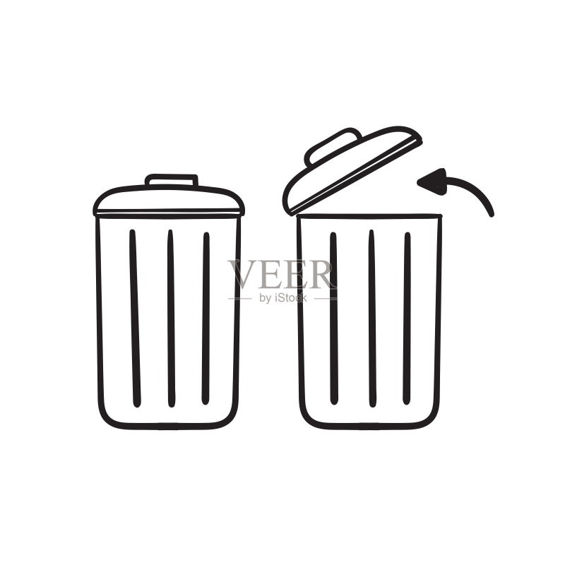手绘箭头符号垃圾桶图标图标素材
