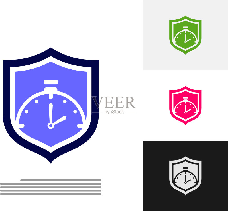 安全时钟logo设计概念图标素材