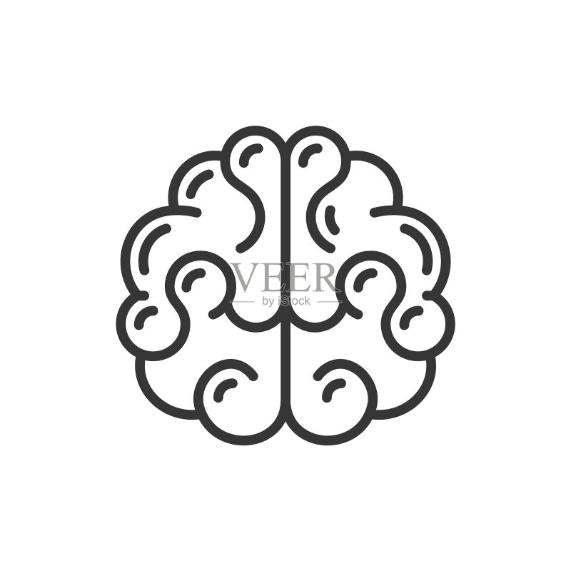 白色背景线条风格大脑图标图标素材