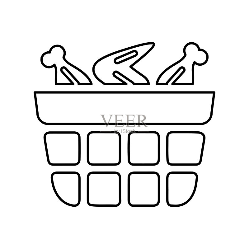 鸡腿、炸鸡腿线条图标矢量图图标素材
