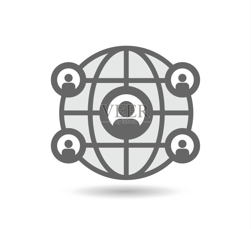 社交网络库存插图。连接、计算机网络、社交媒体或通信矢量图标图标素材
