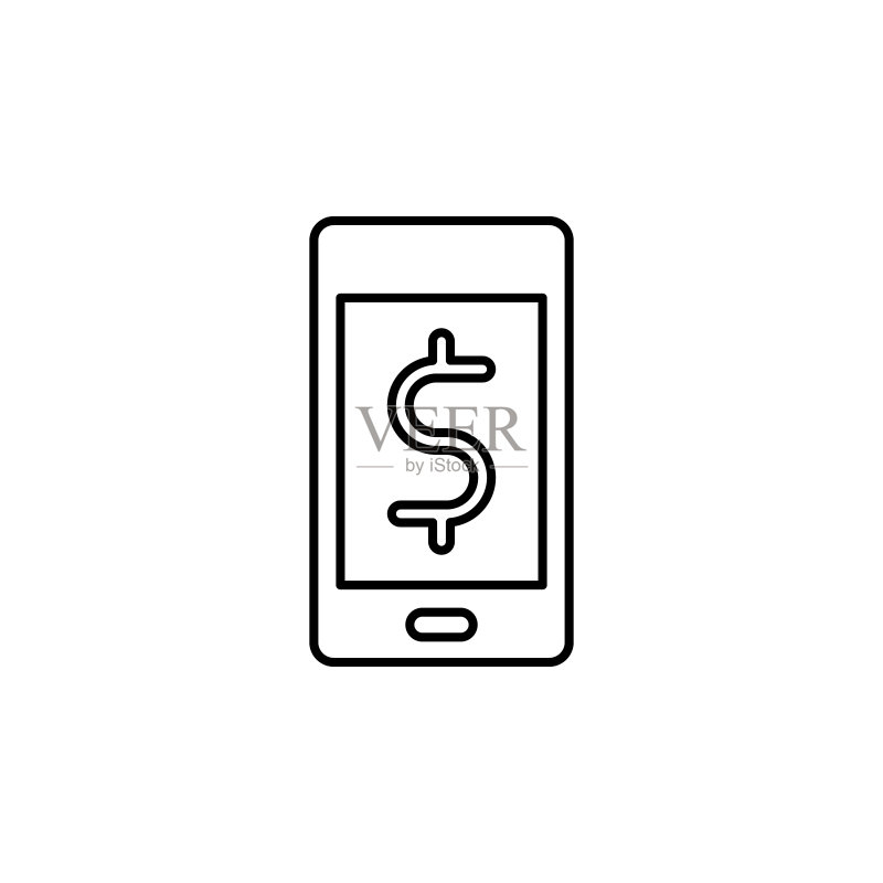 电话、美元、货币线性矢量图标图标素材