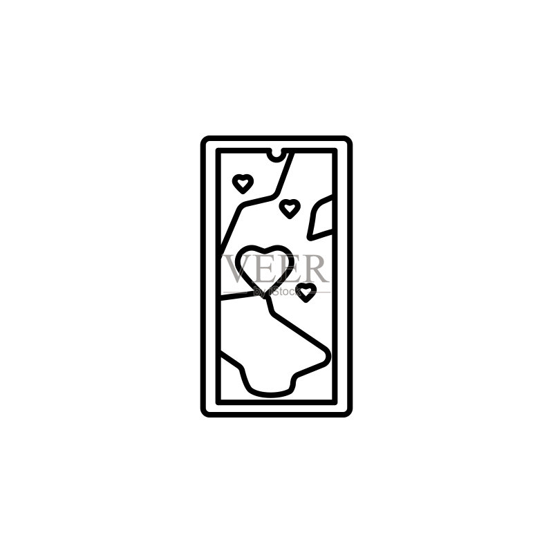 爱心电话线性图标图标素材