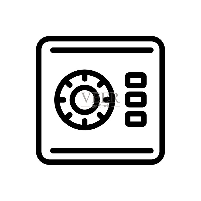 金钱保险箱手提箱线条扁平矢量图标图标素材