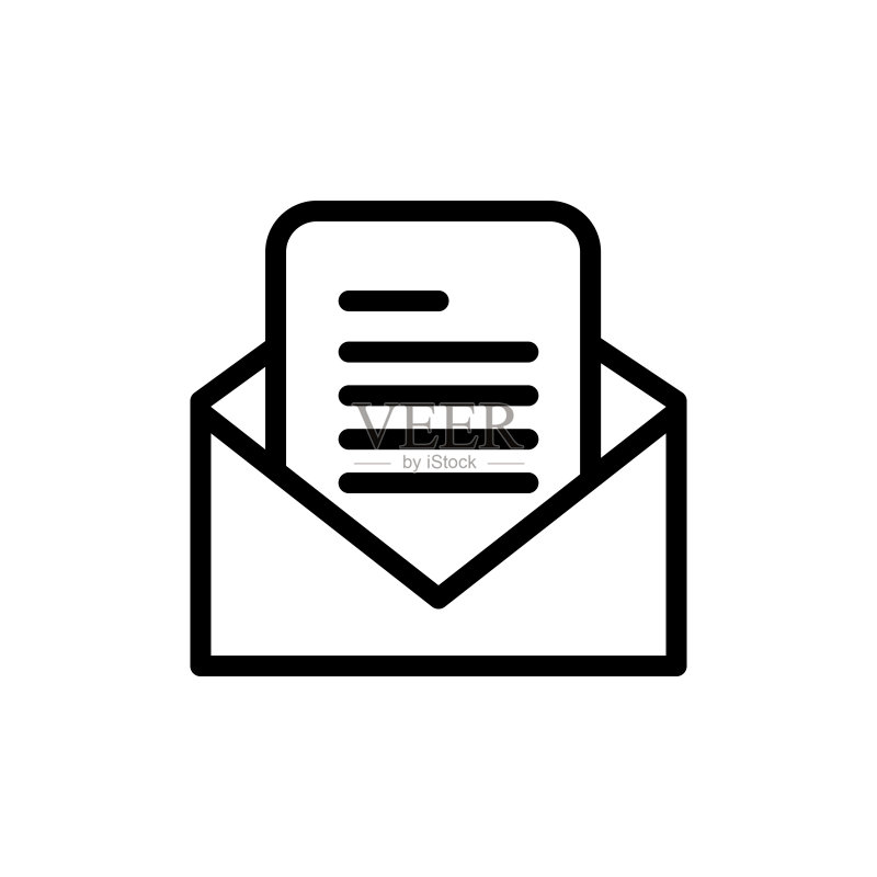 邮件、信封线条扁平矢量图标图标素材