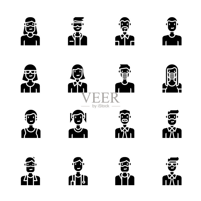 人物头像图标矢量素材，男人，女人，男孩图标素材