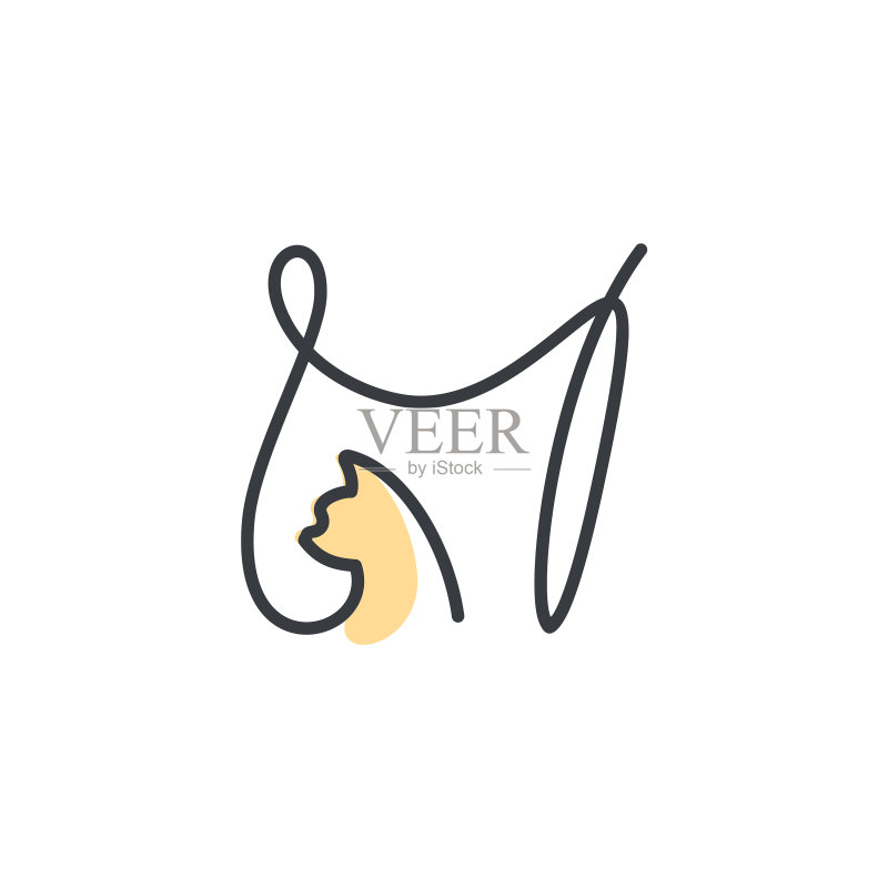 首字母M猫单线标志图标素材