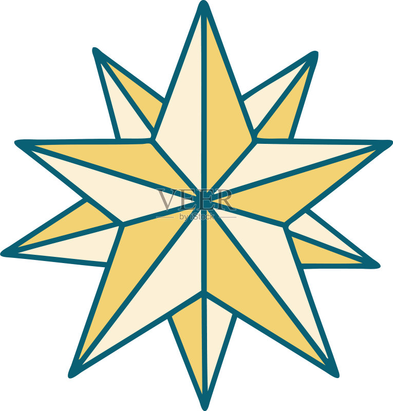 星星纹身风格图标图标素材