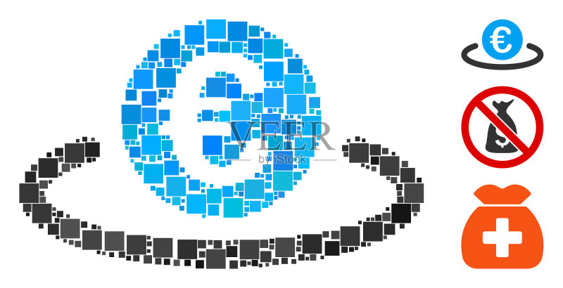 欧元存款图标马赛克图标素材