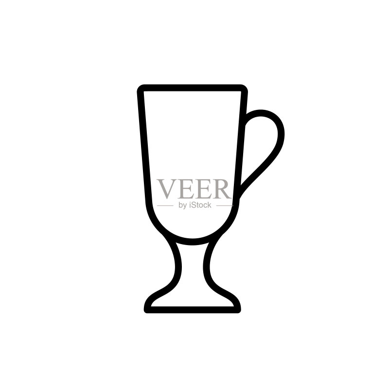 热红酒或爱尔兰咖啡杯线性图标图标素材