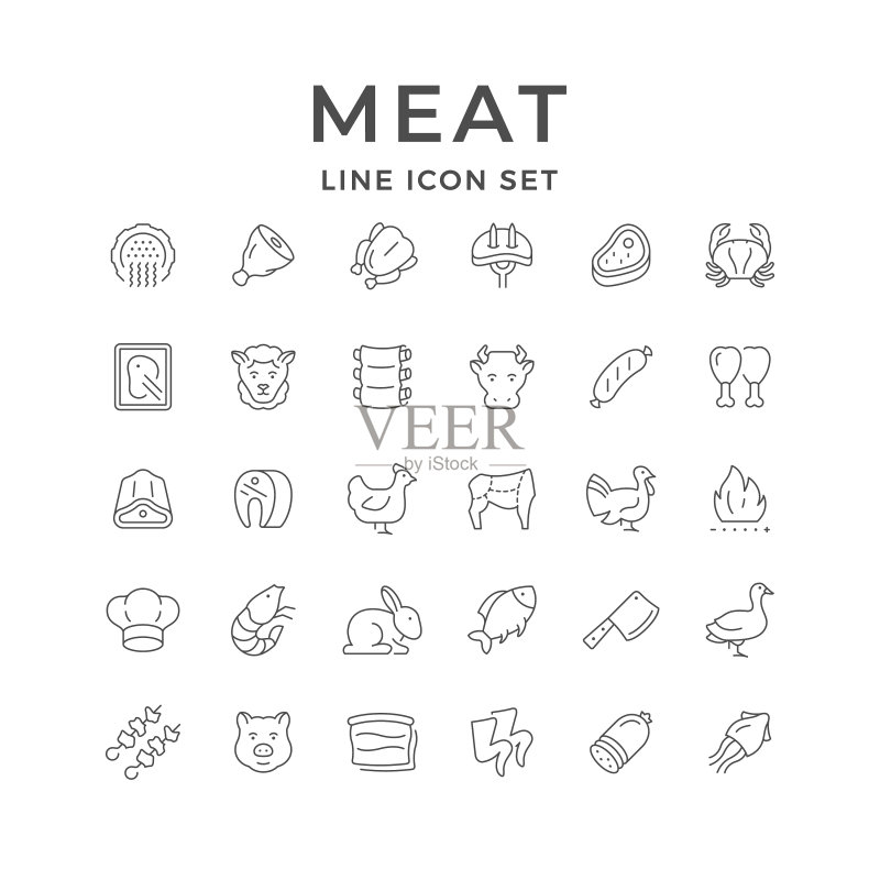 肉类线条图标合集图标素材