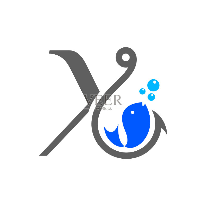 字母X鱼钩图案图标素材