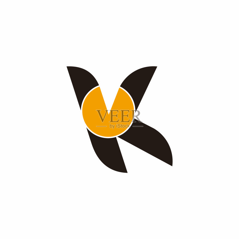 字母VK圆形几何标志图标素材
