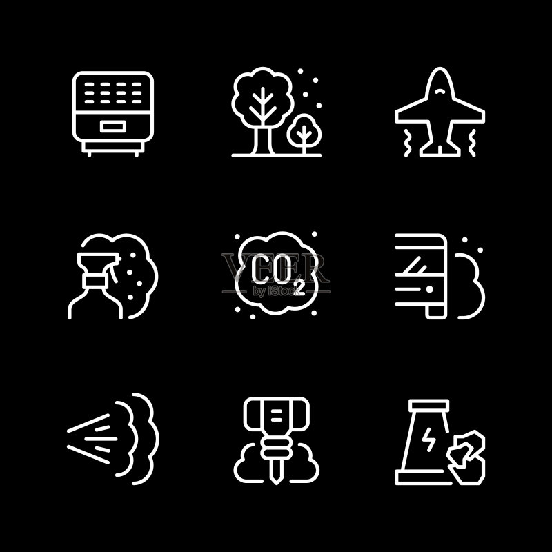空气污染线条图标图标素材