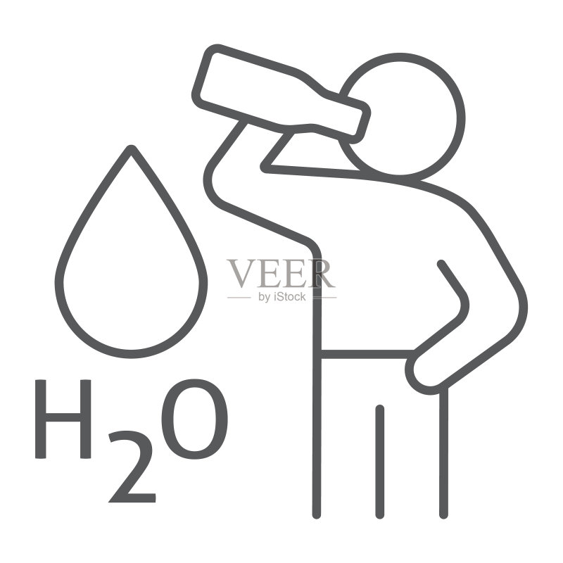 保持水分细线图标健康补水图标素材