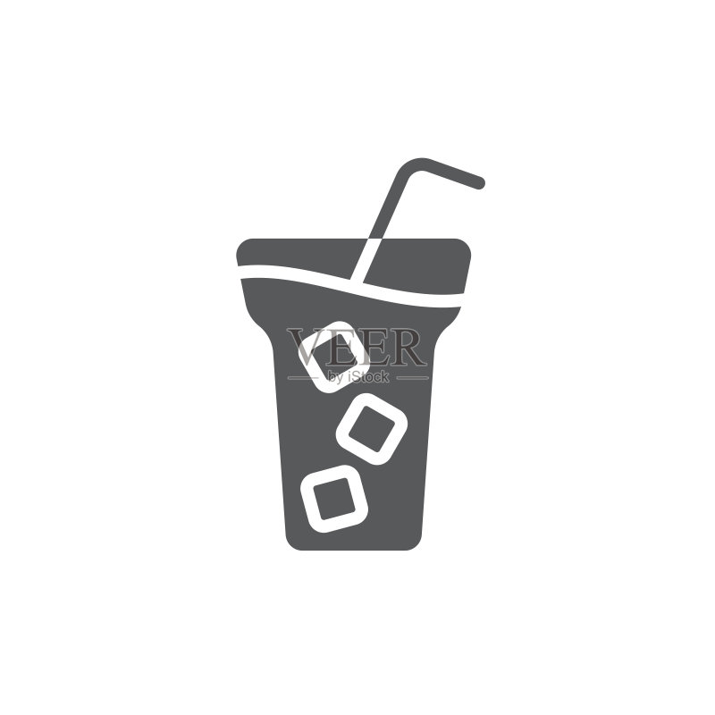 带冰块的冰咖啡图标矢量图图标素材