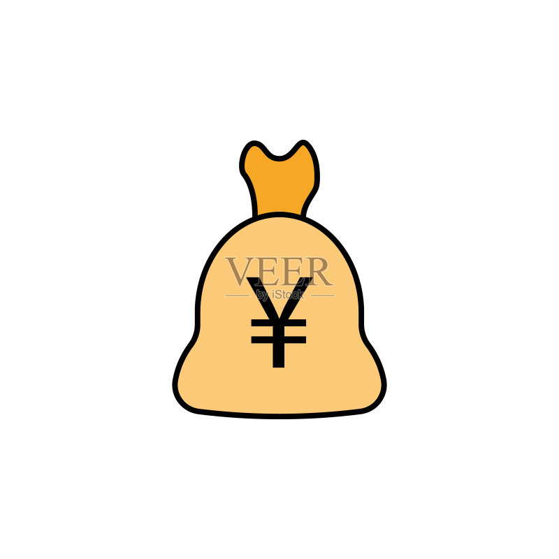 购物袋、人民币彩色图标，金融元素标志和符号图标可用于网页、logo、移动应用、UI、UX图标素材
