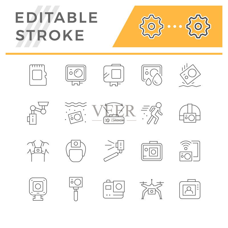 运动相机线性图标合集图标素材
