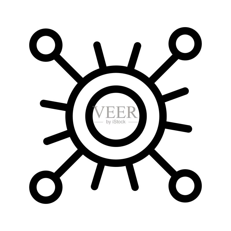线性风格病毒图标，感染、细菌、疾病标识图标素材