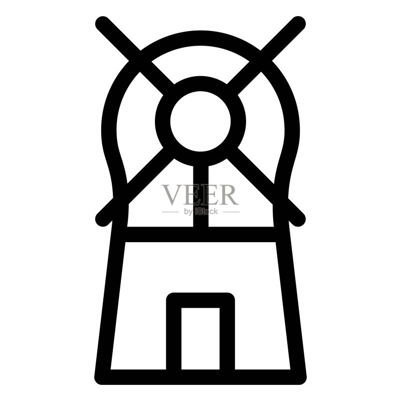 线条风格的风车图标图标素材
