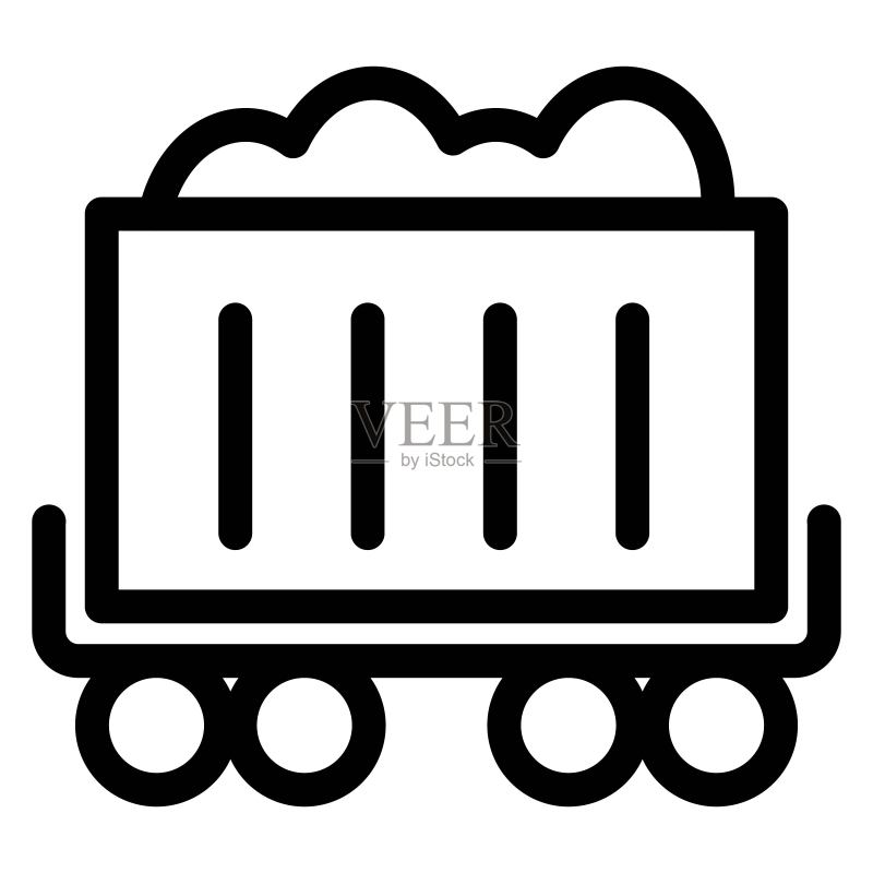 矿车图标：煤矿手推车标志图标素材