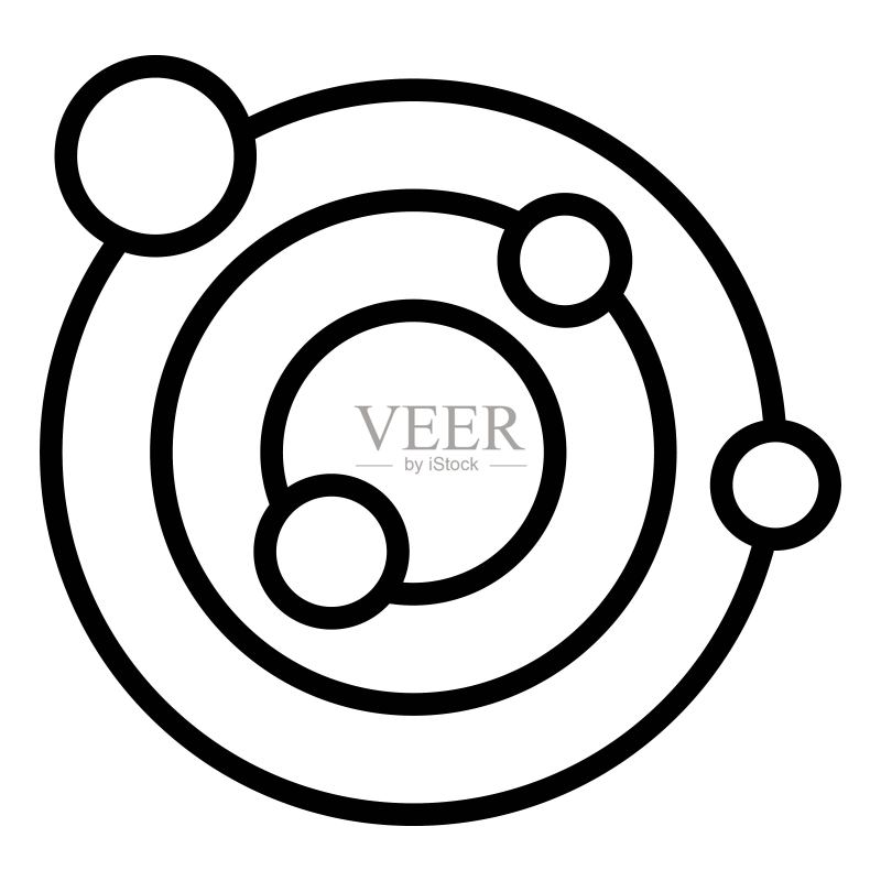 线性风格太阳系图标图标素材