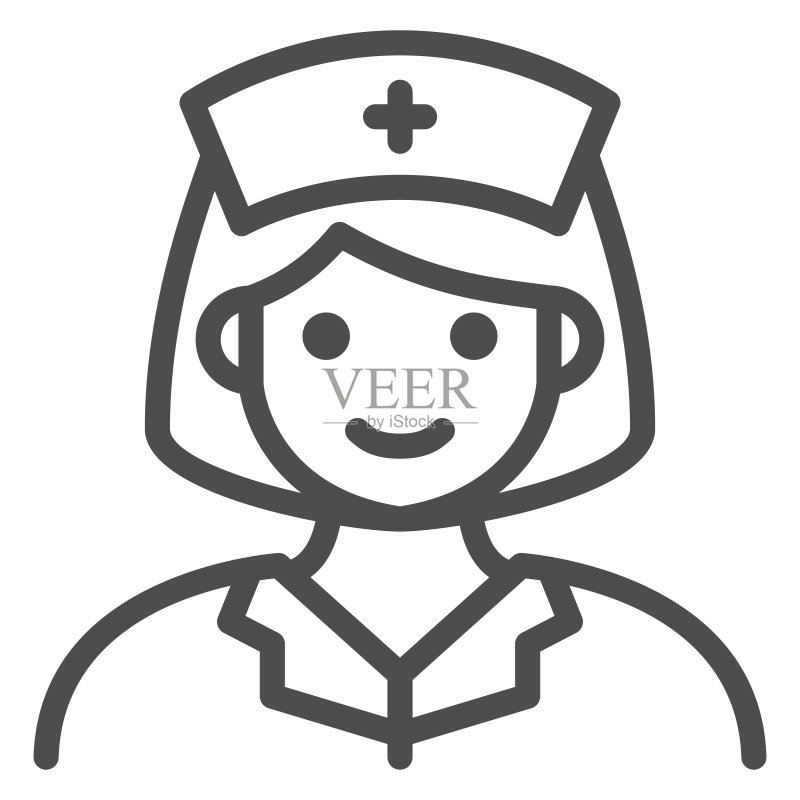 护士线条图标，医疗检测概念图标素材