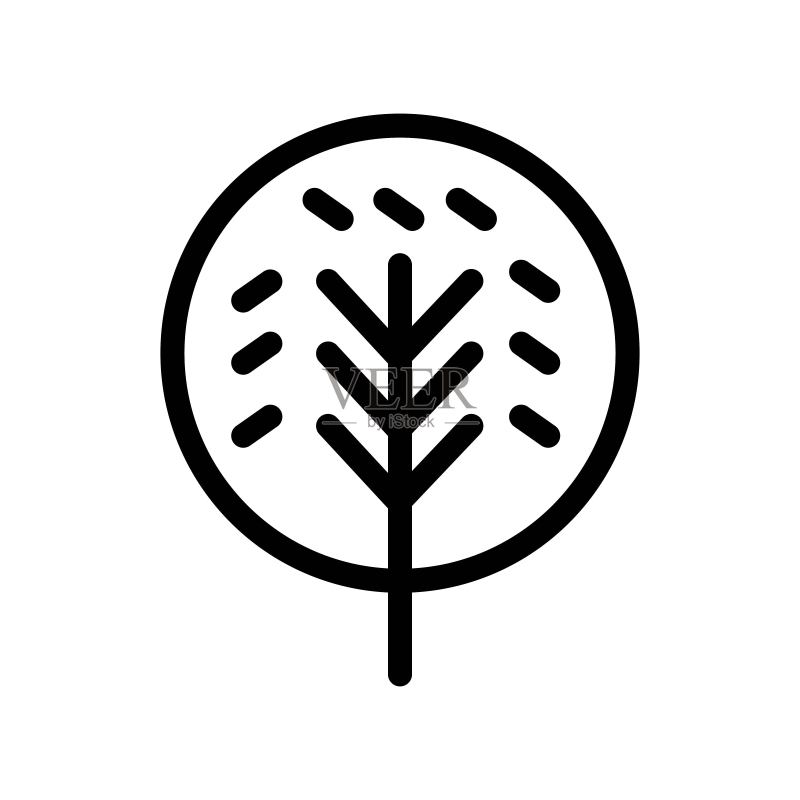 白色背景上的简易树形线性设计图标插图图标素材