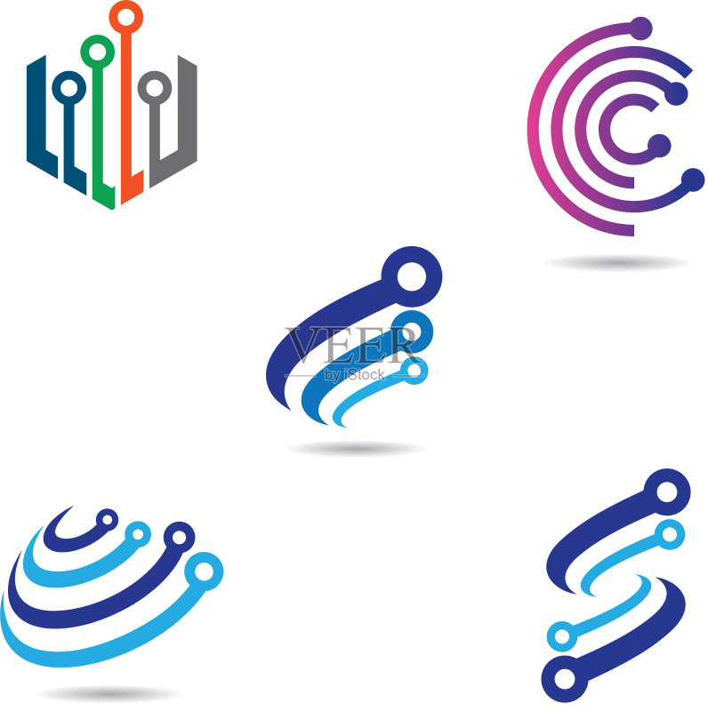 圆形科技电路图标Logo图标素材