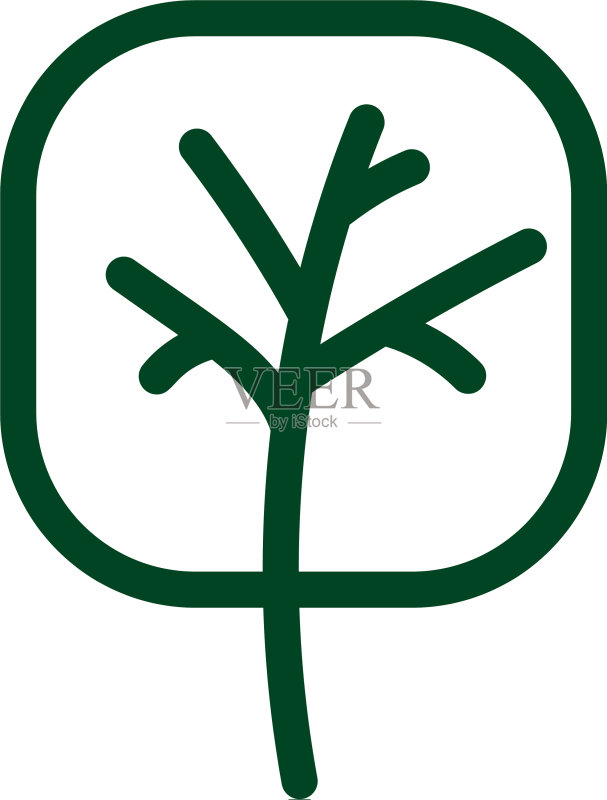 树木线条图标，自然美Logo符号图标素材