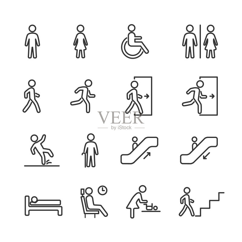 人物导航线条图标矢量图图标素材