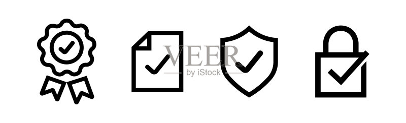 线条风格的审批复选图标合集图标素材