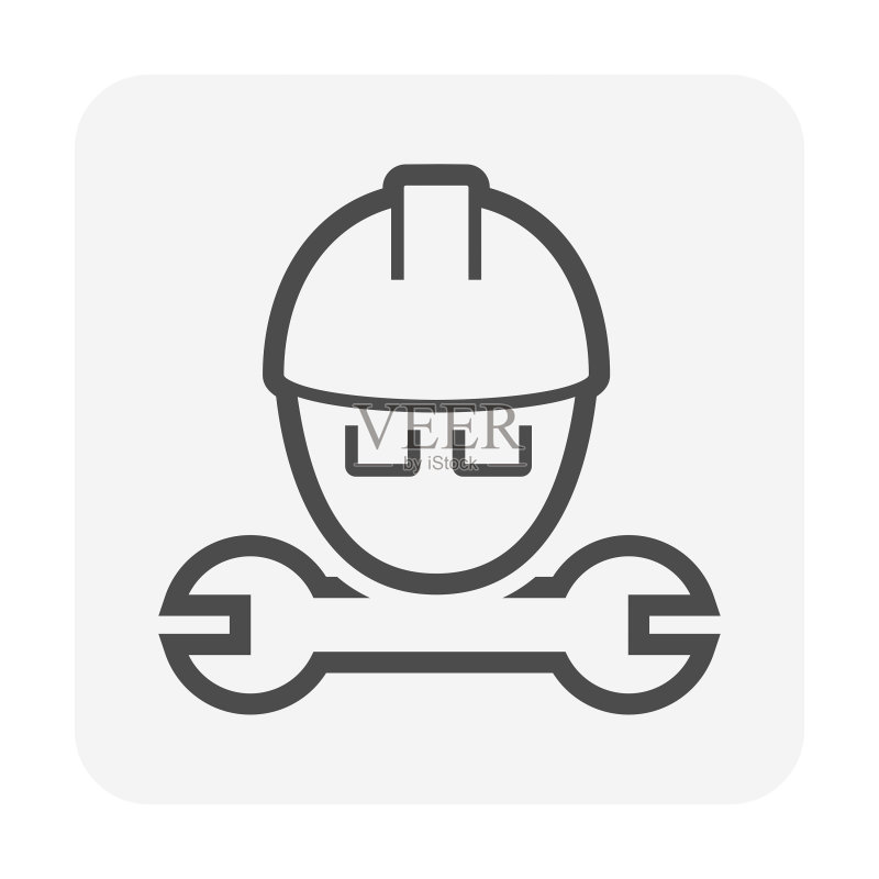 工业工人与扳手矢量图标设计图标素材