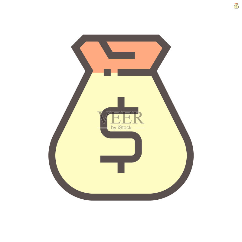 金融图形的钱袋和手部图标图标素材