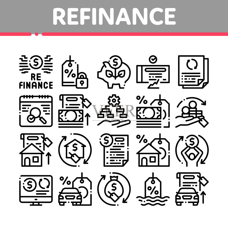 再融资金融图标合集图标素材