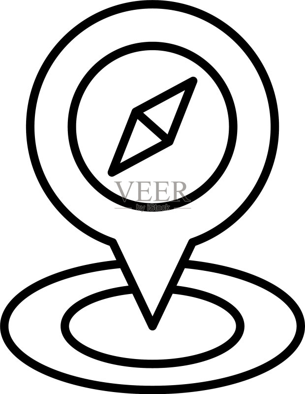 带罗盘线条样式的定位指针图标素材