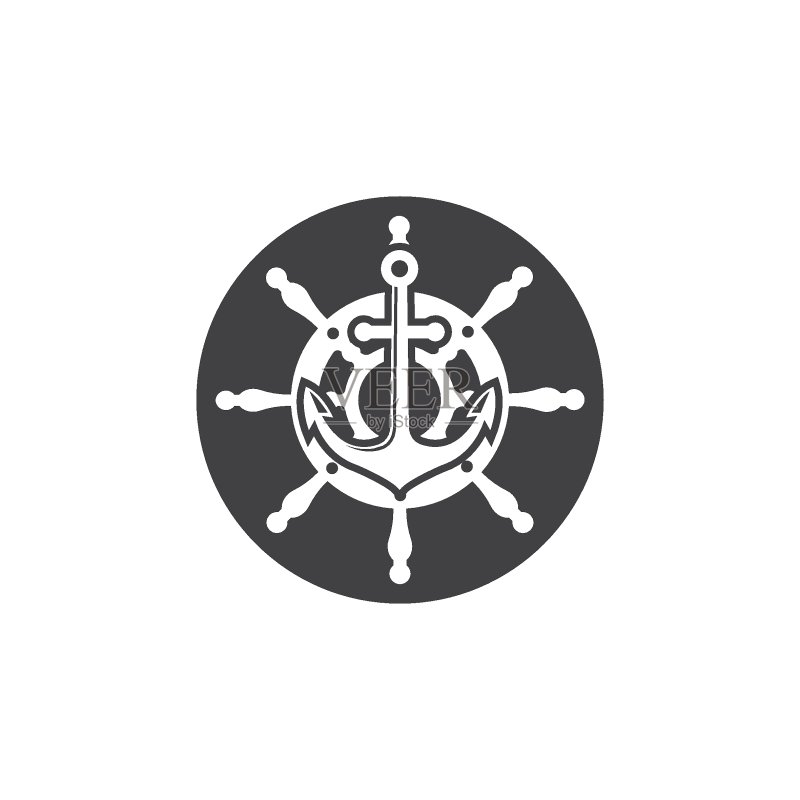船舵船锚矢量图标海事插画模板图标素材