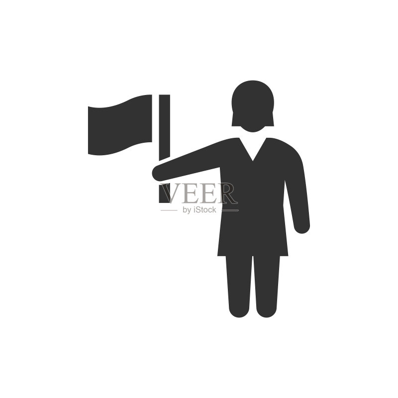 拿着旗帜图标的女商人图标素材