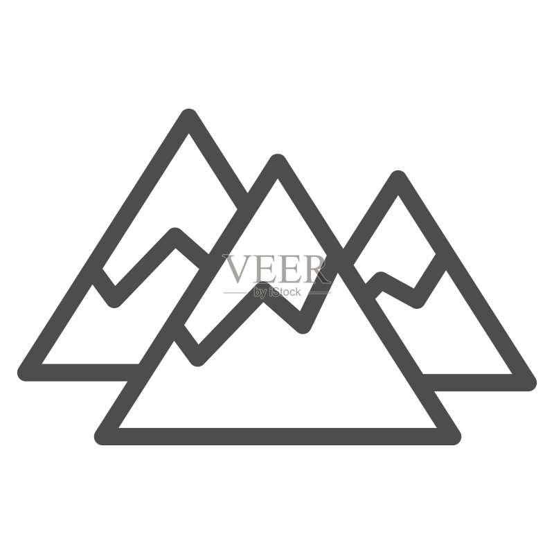雪山轮廓图标：世界雪日概念的冬季山脉矢量图形图标素材