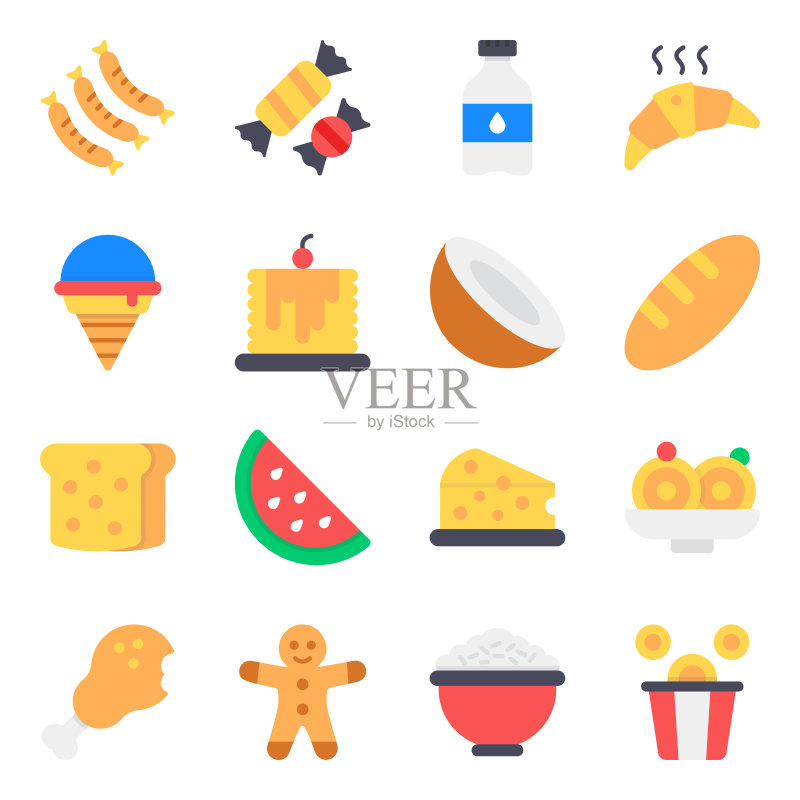 现代潮流美食扁平风图标图标素材