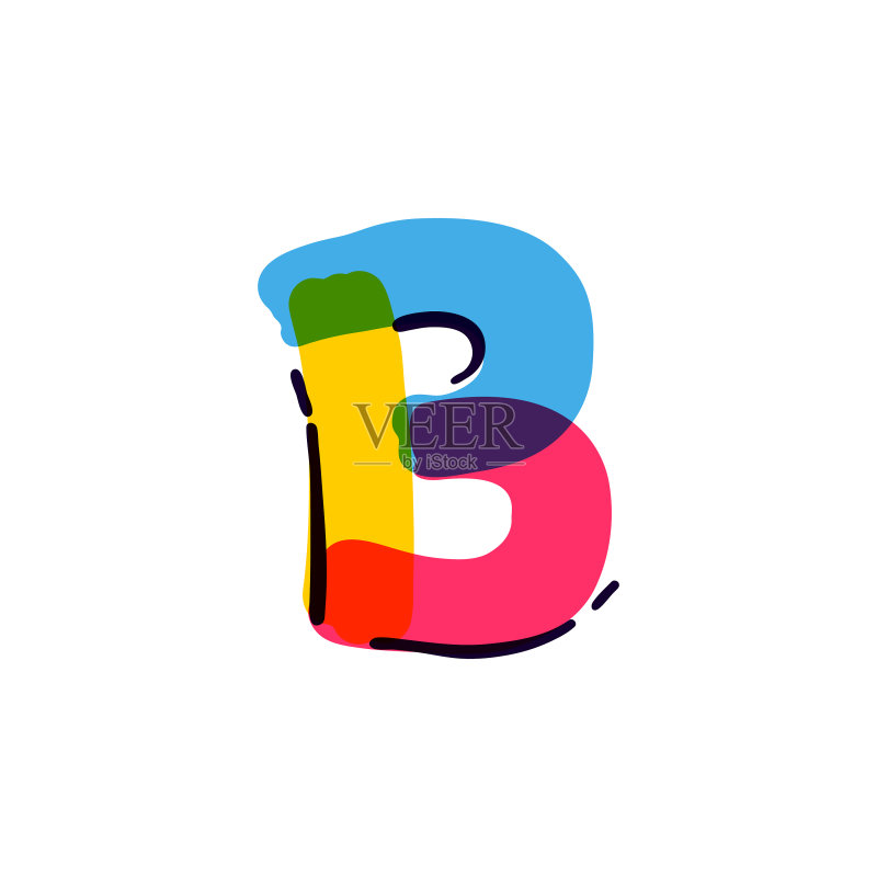 手绘彩色字母B标志图标素材