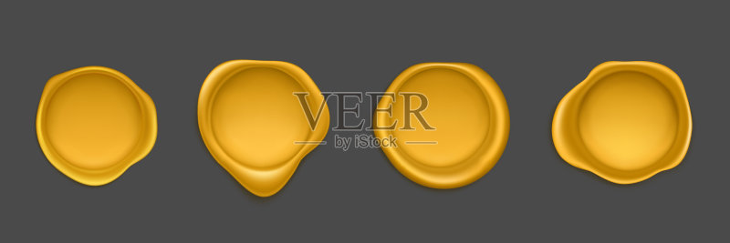金色火漆印章批准图标集图标素材